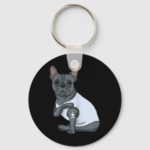 I Love Mum Tattoo Funny French Bulldog Mothers Day Key Ring