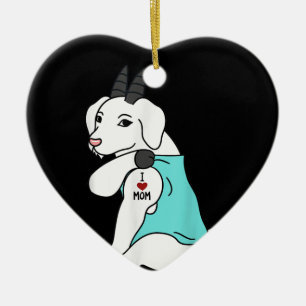 I Love Mum Tattoo Goat Funny Mors Day Pet Ceramic Tree Decoration