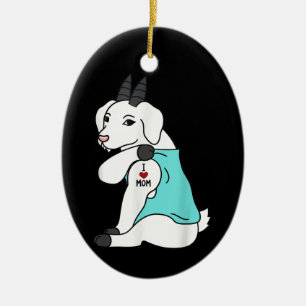 I Love Mum Tattoo Goat Funny Mors Day Pet Ceramic Tree Decoration