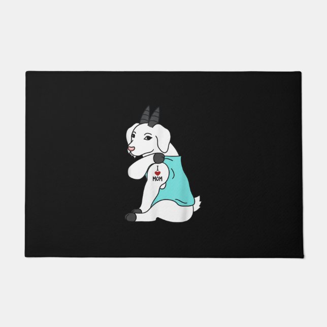 I Love Mum Tattoo Goat Funny Mors Day Pet Doormat (Front)