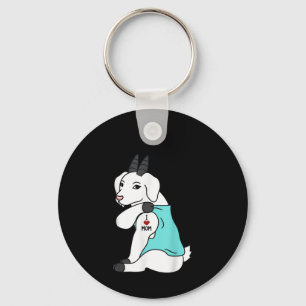 I Love Mum Tattoo Goat Funny Mors Day Pet Key Ring