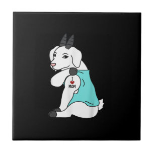 I Love Mum Tattoo Goat Funny Mors Day Pet Tile