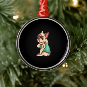 I Love Mum Tattoo Lover Funny French Bulldog Gift Metal Tree Decoration