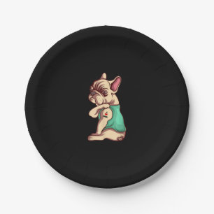 I Love Mum Tattoo Lover Funny French Bulldog Gift Paper Plate