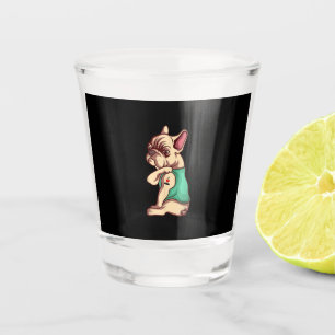 I Love Mum Tattoo Lover Funny French Bulldog Gift Shot Glass