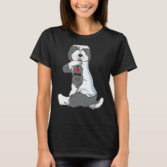 I Love Mum Tattoo Old English Sheepdog Mum Dog  Wo T-Shirt (Front)