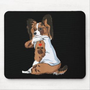I Love Mum Tattoo Papillon Mum Dog Lover Women Mouse Pad
