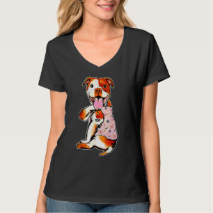 I Love Mum Tattoo Pit Bull Dog Flowers Mother's Da T-Shirt