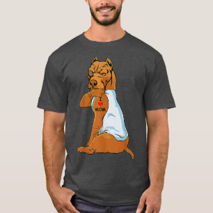 I Love Mum Tattoo Pitbull Mum Dog Lover Women T-Shirt