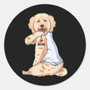 I Love Mum Tattoo Poodle Mum Dog Lover Women Classic Round Sticker