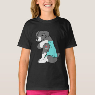 i love mum tattoo schnauzer funny mors day dog T-Shirt