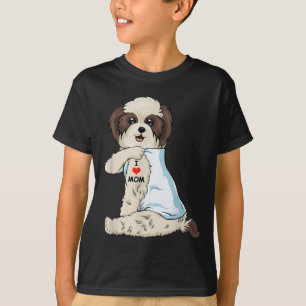 I Love Mum Tattoo Shih Tzu Mum Dog Lover Women T-Shirt