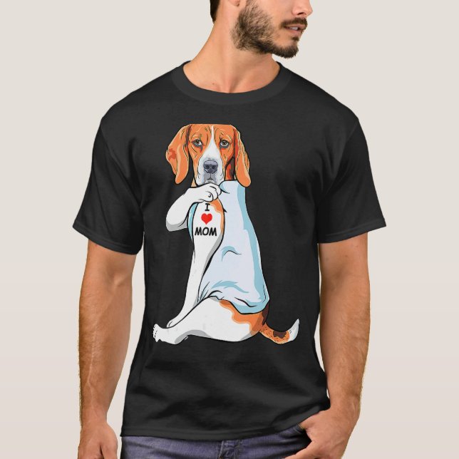 I Love Mum Tattoo Treeing Walker Coonhound Mum Dog T-Shirt (Front)
