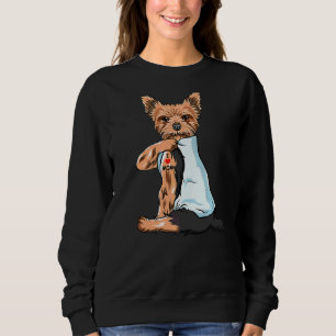 I Love Mum Tattoo Yorkshire Terrier Mum Dog  Women Sweatshirt