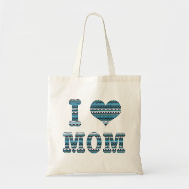 I love Mum text & geometric pattern  Tote Bag (Front)