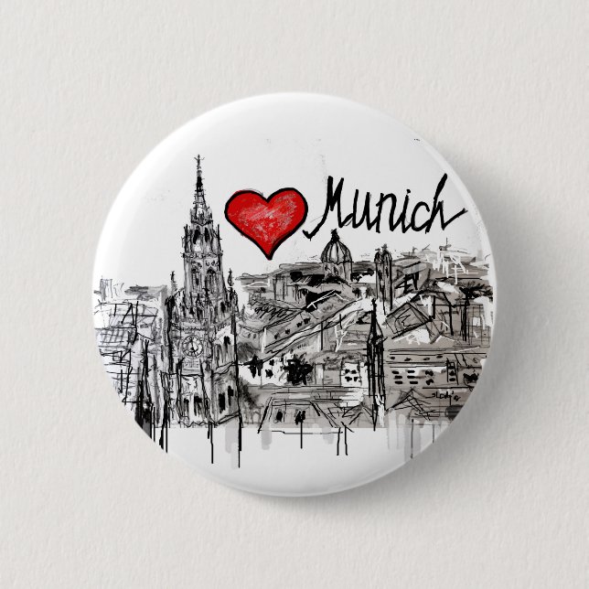I love Munich 6 Cm Round Badge (Front)