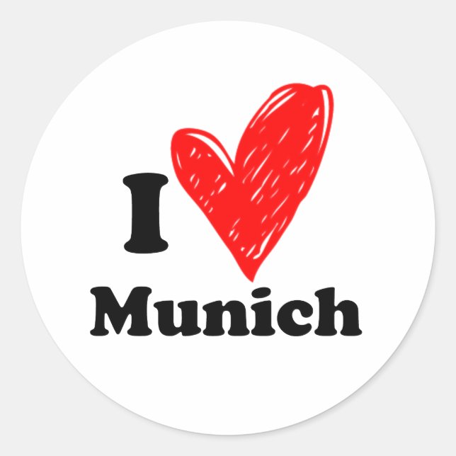 I love Munich Classic Round Sticker (Front)