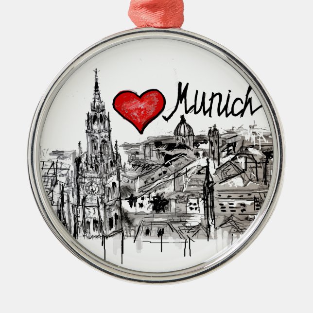 I love Munich Metal Tree Decoration (Front)