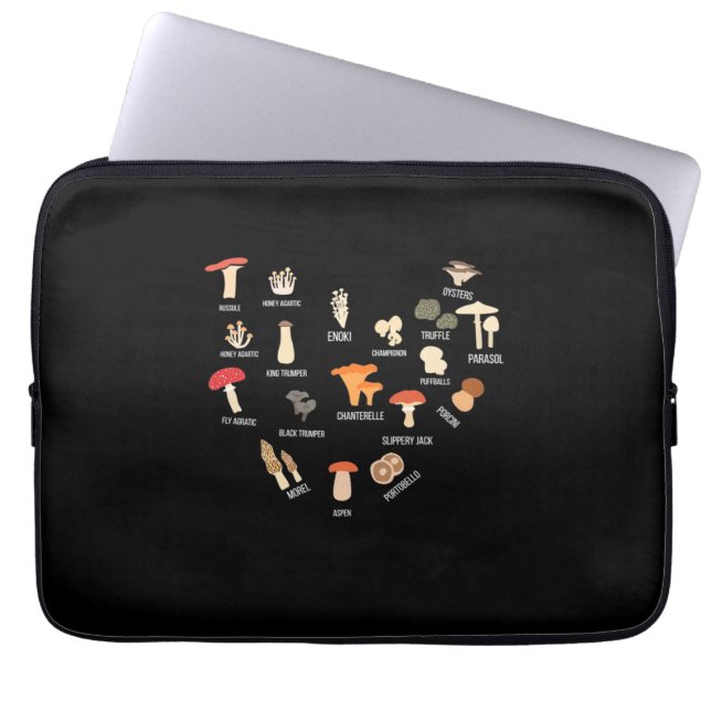 I Love Mushrooms Laptop Sleeve (Front)