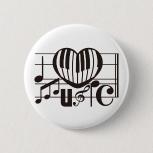 I LOVE MUSIC 6 CM ROUND BADGE