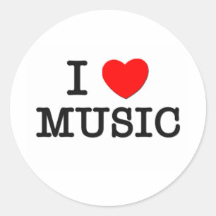 I Love MUSIC Classic Round Sticker