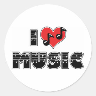 I Love Music Classic Round Sticker
