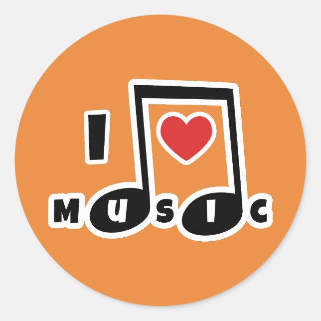 I love Music Classic Round Sticker (Front)