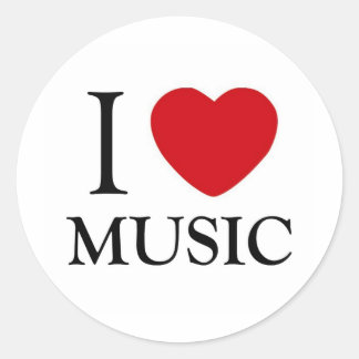 I Love Music Classic Round Sticker