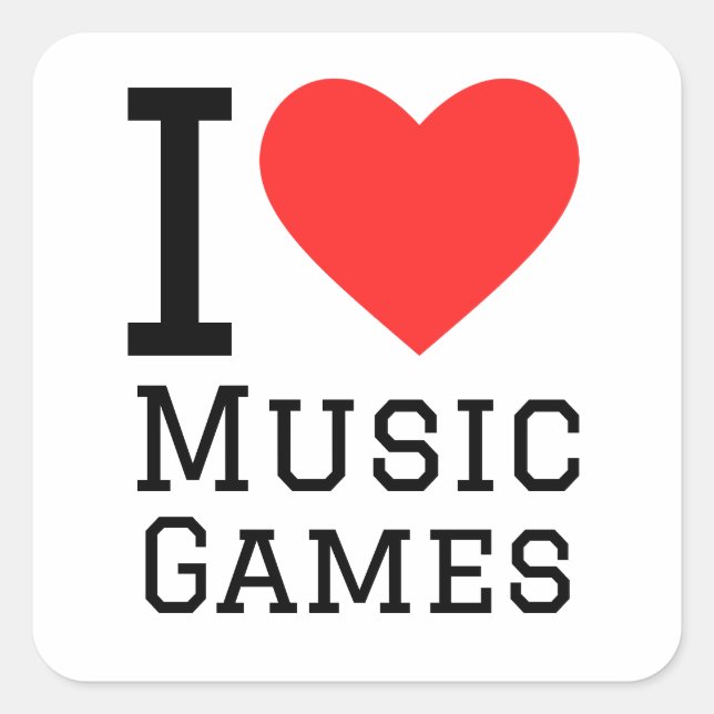 I love music games  square sticker (Front)