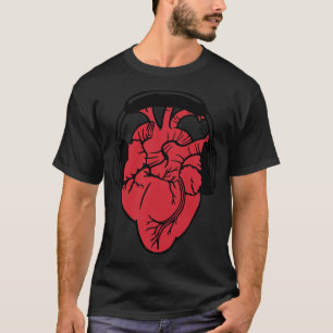 I Love Music Headset Anatomic Heart by Tobe Fonsec T-Shirt
