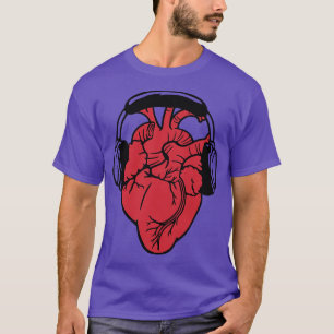 I Love Music Headset Anatomic Heart by Tobe Fonsec T-Shirt