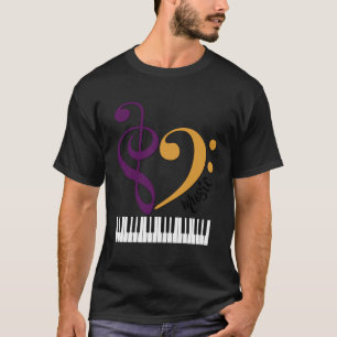 I Love Music Heart Piano Keys Plum & Flaxen Marigo T-Shirt