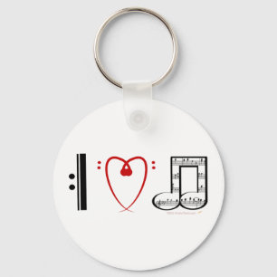 I Love Music (I heart notes) Key Ring