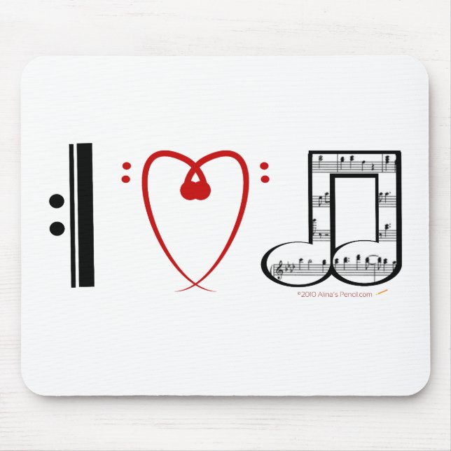 I Love Music (I heart notes) Mouse Pad (Front)