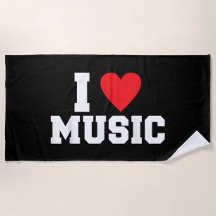 I love Music Lover Beach Towel