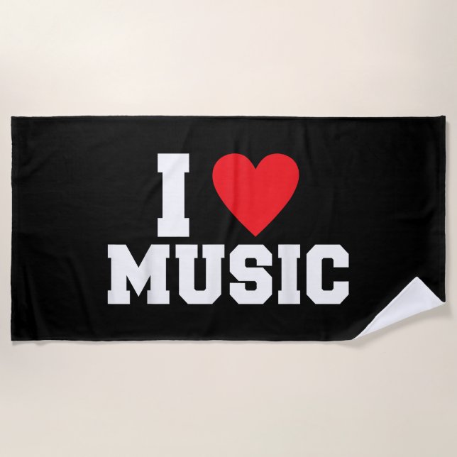 I love Music Lover Beach Towel (Front)