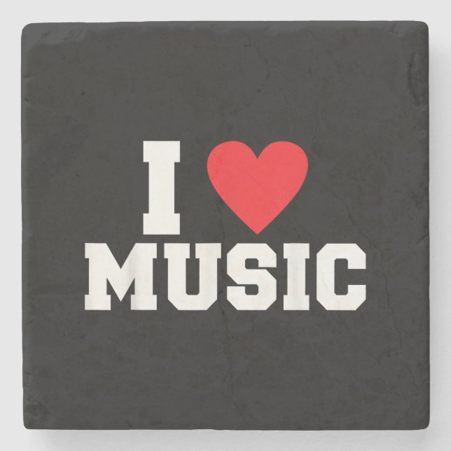 I love Music Lover Stone Coaster (Front)