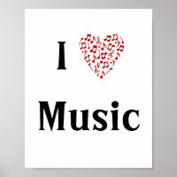 I Love Music Red Heart of Music Notes