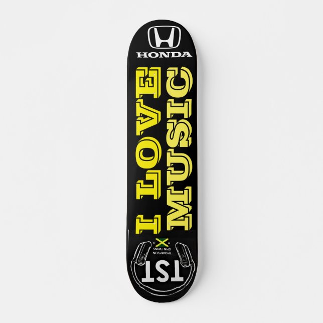 I LOVE MUSIC Skateboard, 7¾" Deck Skateboard (Front)