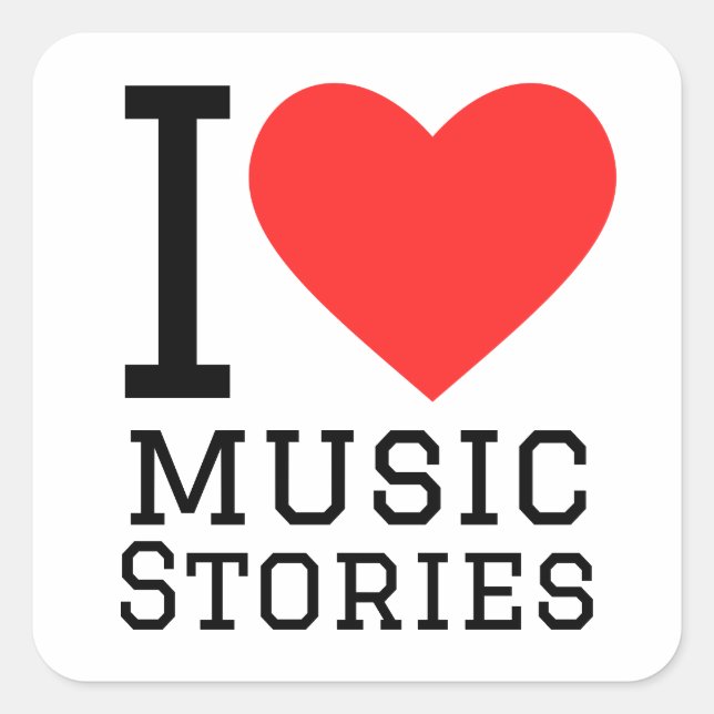 I love music stories square sticker (Front)