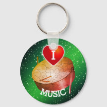 I Love Music with Heart and Pan | Green Background