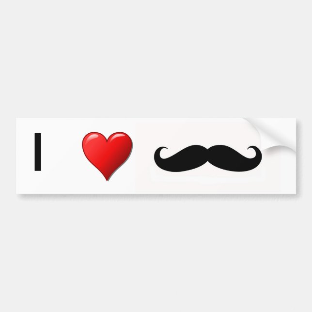 I LOVE MUSTACHES BUMPER STICKER (Front)