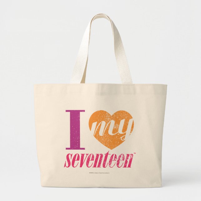 I Love My 17 Orange Large Tote Bag (Front)