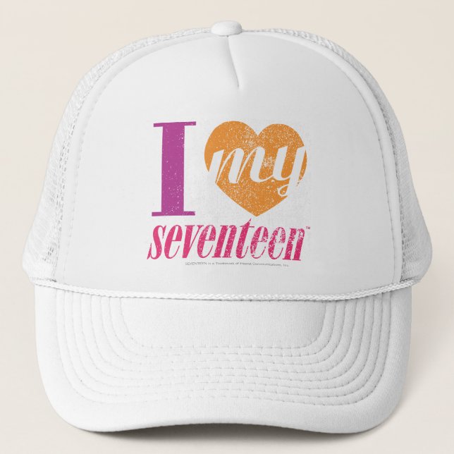 I Love My 17 Orange Trucker Hat (Front)