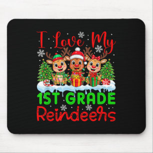 I Love My 1st Grade Reindeers Christmas Teacher St Mouse Pad