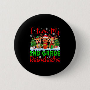 I Love My 2nd Grade Reindeers Christmas Teacher St 6 Cm Round Badge