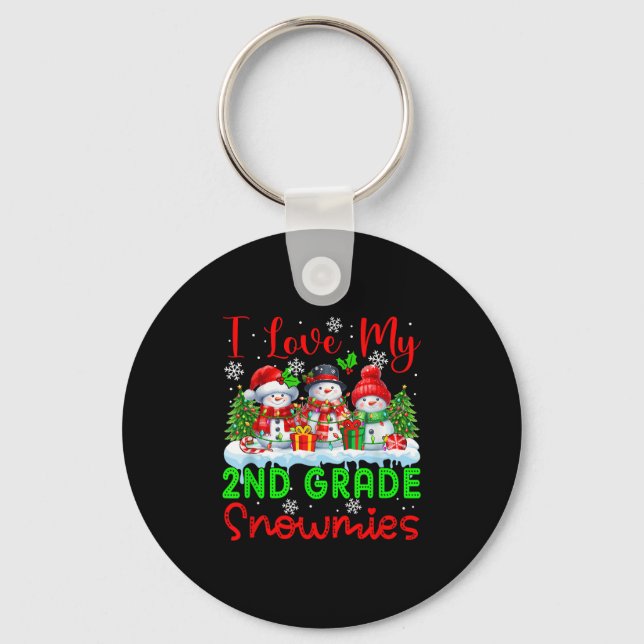 I Love My 2nd Grade Snowmies Christmas Teacher Stu Key Ring (Front)