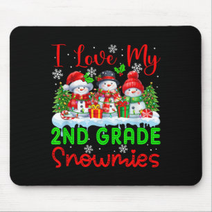 I Love My 2nd Grade Snowmies Christmas Teacher Stu Mouse Pad
