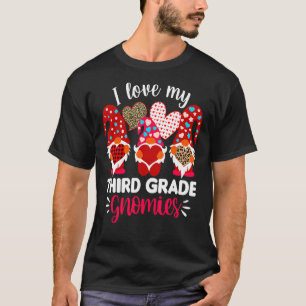 I Love My 3rd Grade Sweeties Leopard Plaid Gnome T T-Shirt