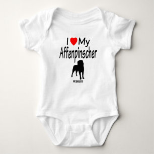 I Love My Affenpinscher Dog Silhouette Baby Bodysuit